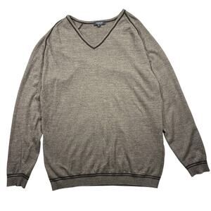 Codice Sweater Mens 54/L Tan Brown V Neck Merino Wool Blend Italy Preppy Luxury